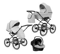 Poussette landau bébé 3 en 1 et 2 en 1 nacelle siège-auto bébé Kunert ROMANTIC retro 3en1 et 2en1 pousette 3 in 1 et 2 in 1 (grey eco- cadre noir, 3en1 Cosmo)
