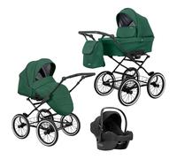 Poussette landau bébé 3 en 1 et 2 en 1 nacelle siège-auto bébé Kunert ROMANTIC retro 3en1 et 2en1 pousette 3 in 1 et 2 in 1 (vert- cadre noir, 3en1 Cosmo)