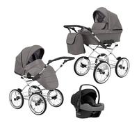 Poussette landau bébé 3 en 1 et 2 en 1 nacelle siège-auto bébé Kunert ROMANTIC retro 3en1 et 2en1 pousette 3 in 1 et 2 in 1 (graphite eco- cadre gris, 3en1 Cosmo)