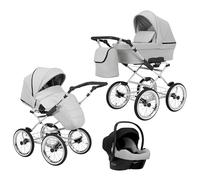 Poussette landau bébé 3 en 1 et 2 en 1 nacelle siège-auto bébé Kunert ROMANTIC retro 3en1 et 2en1 pousette 3 in 1 et 2 in 1 (grey eco- cadre gris, 3en1 Cosmo)