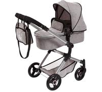 Poussette Landau Combi pour Poupée Gris - BAYER DESIGN - Neo Vario - Guidon Ajustable - Capote de Protection