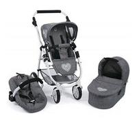 Poussette Landau Cosy Pour Poupée - Combi 3 En 1 Poupon - 67x43x77cm - Poignée 55 À 82 Cm