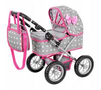 Kinderplay Poussette Poupee, Poussette Jouet - Poussette Landeau Bebe pour Poupée, Gondola, Poignée Hauteur Entre 33 et 63 cm, Ce Landau Est Plus Facile à Pousser pour Les Enfants (KP0261S)