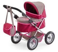Poussette Landau pour Poupée Trendy Gris Rose - BAYER DESIGN - Ajustable - Convient aux poupées jusqu'à 46 cm