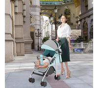 Poussette Légère et Compact, Ultra Légère, Inclinable, Position Landau, Pliage Parapluie, Canopy Ajustable - de la Naissance à 22 Kg,Coussin en coton + moustiquaire + porte-gobelet, bleu