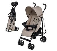 Kinderkraft TIK Poussette, poussette, poussette, légère, 6,5 kg, roues avant pivotantes, poignée réglable, réglage en continu du dossier, pliage rapide, jusqu'à 17 kg, beige