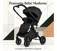 Poussette légère pliable - Pour bébé de 0 à 4 ans - 30kg, structure acier haute ténacité, harnais 5 points - Siège réglable 95°-175°