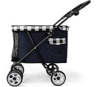 Poussette légère pour chien de petite taille Poussette pour chien Prime Poussette Buggy Roue avant lisse à 360 ° Poussettes pour chat faciles à plier Accoudoir réglage à 4 vitesses (bleu clair) (noi