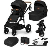 Poussette Lionelo 2in1 Mari Tour jusqu'à 22 kg, roues : type off-road, aération 3D panoramique, touches de commande avec fonction mémoire, fonction porte-bébé - Noir