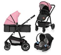 Poussette LIONELO® 3 en 1 poussette combinée coque voiture bébé rose