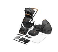 Poussette combinée 2en1 LIONELO Amber - Pack poussette canne, Nacelle, Sac et accessoires - Grand rous gonflables - Gris anthracite