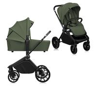 Lionelo Poussette MIKA PLUS 2 en 1 – 0–48 mois, jusqu'à 22 kg, roues 360° PU, auvent XXL (Vert)