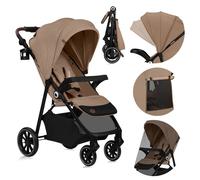 Lionelo Poussette canne EMMA ONE – jusqu'à 22 kg 6 mois–4 ans, roues 360° auvent XXL UPF50+ (Beige)