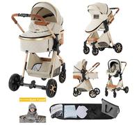 Poussette Magic ZC Poussette 3 en 1 Pousette Pousette trio 3 en 1 Frein à pied Sac à main Serviette de bain Jusqu'à 15 kg Blanc