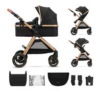 Poussette multifonction 2 en 1 ESME avec grandes roues, suspension, pliage compact, transformation nacelle en poussette, harnais 5 points, adaptateurs travel system, canopy large, panier, jusqu?à 25 k