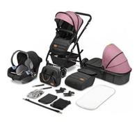 LIONELO Amber 3 in 1 poussette multifonctionnellle, landau, ensemble poussette avec siège sport et nacelle fixe, sac, moustiquaire, couvrir, feuille de pluie mit siege auto (Pink)