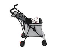 Poussette multifonction pour chien et chat - Pliable - Avec fenêtre d'aération supérieure en maille - Pour les excursions avec les animaux de compagnie, les achats alimentaires et le camping - Gris