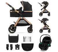 Poussette combinée 3-en-1 Kinderkraft ESME PRO, siège auto MINK PRO 2 i-Size inclus, roues TPE increvables, pliage compact, Noir