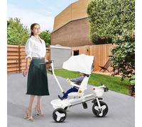 Poussette multifonctionnelle avec lumière et Musique, siège Enveloppant, Peut s'asseoir ou s'incliner, Poussette 4 Roues, Garde-Corps Amovible, Porte-gobelet/Blanc