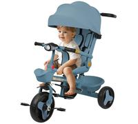 Poussette multifonctionnelle avec lumière et Musique, siège Enveloppant, Peut s'asseoir ou s'incliner, Poussette 4 Roues, Garde-Corps Amovible, Porte-gobelet/Bleu