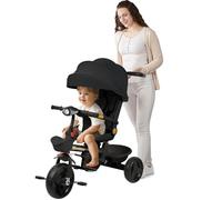 Poussette multifonctionnelle avec lumière et Musique, siège Enveloppant, Peut s'asseoir ou s'incliner, Poussette 4 Roues, Garde-Corps Amovible, Porte-gobelet,100 * 75 * 50cm-Noir
