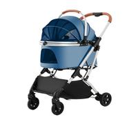 Poussette multifonctionnelle pour chien, idéale pour les voyages en plein air, idéale pour les grands chiens, pliable et portable, idéale pour promener les chiens de petite taille (noir) (bleu A)