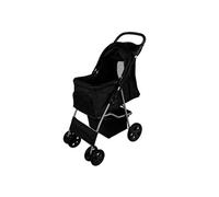 Poussette Noire pour Chien Chat Animaux de Compagnie Jusqu'à 15KG Pliable - Acier Robuste -Compacte - Panier & Porte-Gobelet - Roues Tout-Terrain [Mousqueton de Sécurité & Housse de Pluie INCLUS]