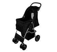 Poussette pour animaux - MONSTERSHOP - Pliable - Noir - Capacité 15kg - Housse pluie incluse