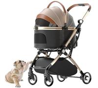 Poussette pliable 3 en 1 pour chien et chat avec panier de rangement, poussette de voyage à 4 roues pour petits animaux de compagnie