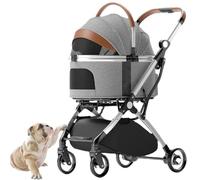 Poussette pliable 3 en 1 pour petits chiens et chats, poussette de voyage légère avec panier de rangement, design à 4 roues pour une manipulation facile et un confort optimal