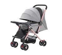 Poussette Pliable À Deux Roues, Grande Capacité, Portable, Vue Haute, For Bébé De 0 À 3 Ans, Quatre Roues Amortissant Les Chocs(Gray)