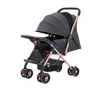 Poussette Pliable À Deux Roues, Grande Capacité, Portable, Vue Haute, For Bébé De 0 À 3 Ans, Quatre Roues Amortissant Les Chocs(Black)