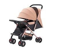 Poussette Pliable À Deux Roues, Grande Capacité, Portable, Vue Haute, For Bébé De 0 À 3 Ans, Quatre Roues Amortissant Les Chocs(Khaki)