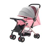 Poussette Pliable À Deux Roues, Grande Capacité, Portable, Vue Haute, For Bébé De 0 À 3 Ans, Quatre Roues Amortissant Les Chocs(Pink)