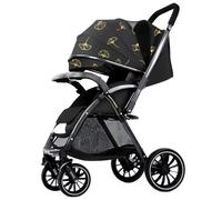 Poussette pliable à deux roues pour bébé pouvant s'asseoir ou s'allonger, portable, vue haute, 0 à 3 ans, poussette pour bébé à quatre roues absorbant les chocs G,31 * 54 * 92CM