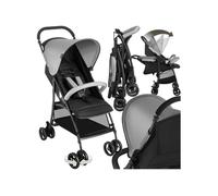 Poussette pliable avec harnais à 5 points noir/gris