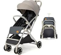 Poussette pliable COSTWAY, poussette de voyage avec dossier réglable & capote, harnais 5 points, pour bébé de 0 à 36 mois (Gris)