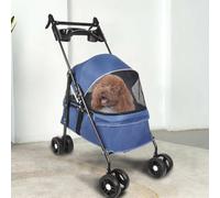 Poussette Pliable et Tout Terrain pour Chien et Animaux de Compagnie - Adaptée Aux Petits Chiens et Chats de Moins de 25 kg - 50 * 70 * 95cm - Bleu