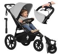 Lionelo Poussette de jogging Azura 3 roues Dossier réglable Grandes roues gonflables Gris