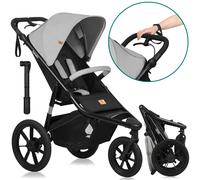 Lionelo Poussette de jogging Azura 3 roues Dossier réglable Grandes roues gonflables Gris