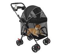 Poussette pliable portable avec pédale de frein, pour animaux de compagnie, transportable, 12 kg, pour petits chiens et chats