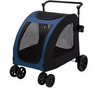 Poussette pliable pour animal domestique avec 4 roues, poignée réglable et lucarne en maille pour chiens et chats de grande et moyenne taille, promenade en plein air, voyage