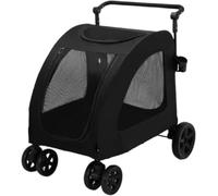 Poussette pliable pour animal domestique avec 4 roues, poignée réglable et lucarne en maille pour chiens et chats de grande et moyenne taille, promenade en plein air, voyage