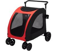 Poussette pliable pour animal domestique avec 4 roues, poignée réglable et lucarne en maille pour chiens et chats de grande et moyenne taille, promenade en plein air, voyage