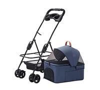 Poussette pliable pour animal domestique avec panier de rangement et porte-gobelet, support amovible et auvent réglable, poussette universelle à 4 roues pour chien et chat de petite et moyenne taill