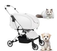 Poussette pliable pour animal domestique avec panier de rangement, roues tout-terrain, housse de pluie, facile à nettoyer, facile à nettoyer, adaptée aux voyages pour les petites races