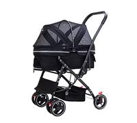 Poussette pliable pour animaux de compagnie pour chats et chiens, landau de voyage de luxe pour chiens de petite et moyenne taille, poussettes de jogging avec panier de rangement universel (noir) (N