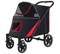 Poussette Pliable Pour Animaux De Compagnie Poussette Pour Chien Avec Lucarne Chariot De Voyage Pour Chat À 4 Roues Porteur De Voyage Respirant Pour Animaux De Compagnie Poussette(Color:A)