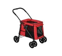 PawHut Poussette pliable animaux chien chat coussin inclus roues avec frein tissu 600D Oxford acier 102 x 62 x 105 cm rouge
