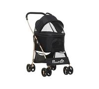 PawHut Poussette 2-en-1 Chien Chat Nacelle Amovible Pliable Tissu Oxford 600D Noir | Aosom France